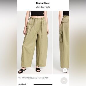 Moon River Women's Wide Leg Pants - Olive cargo fall NWT $140 M casual barrel